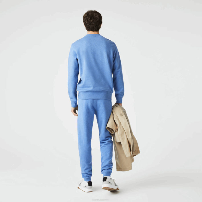 Lacoste Signature And Crocodile Print Cotton Fleece Jogging Pants 646T1067 Blue Chine HG3 Men