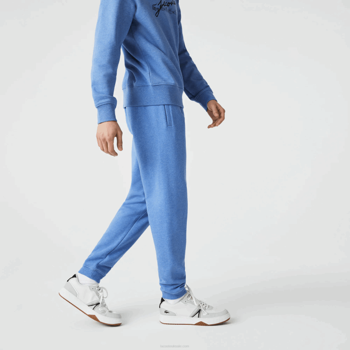 Lacoste Signature And Crocodile Print Cotton Fleece Jogging Pants 646T1067 Blue Chine HG3 Men