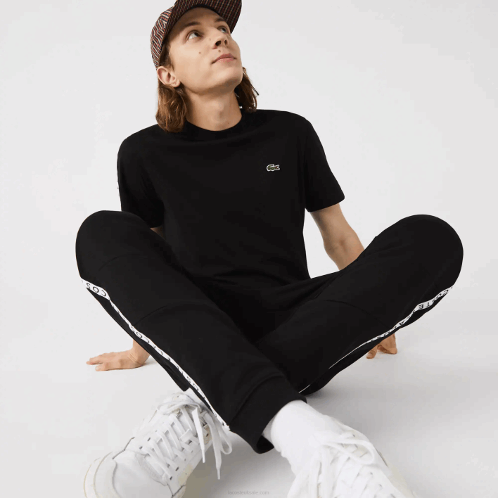 Lacoste Signature Striped Colorblock Fleece Jogging Pants 646T1147 Black 8VM Men