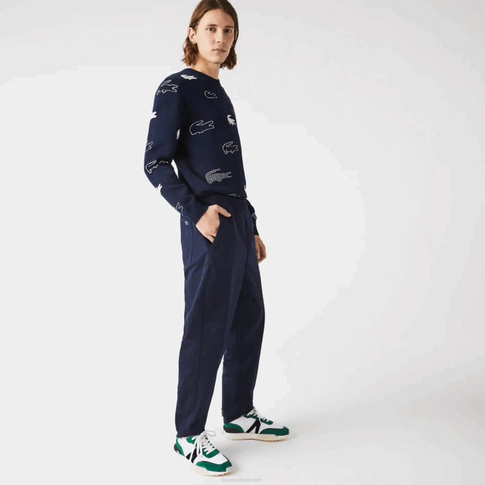 Lacoste Stretch Cotton Jogging Pants 646T1164 Navy Blue 166 Men