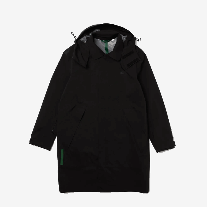 Lacoste Detachable Hood Knee-Length Water-Resistant Parka 646T1273 Black 031 Men