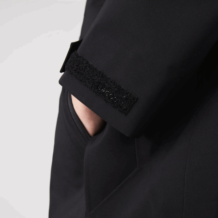 Lacoste Detachable Hood Knee-Length Water-Resistant Parka 646T1273 Black 031 Men