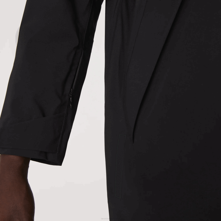 Lacoste Detachable Hood Knee-Length Water-Resistant Parka 646T1273 Black 031 Men