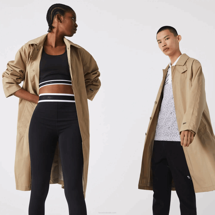 Lacoste Long Light Water-Resistant Buttoned Parka 646T1286 Beige C5U Men