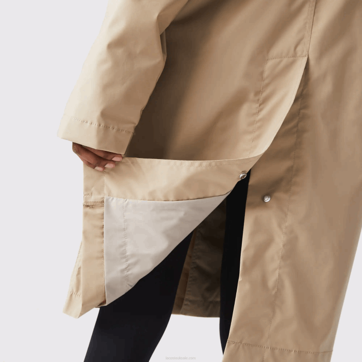 Lacoste Long Light Water-Resistant Buttoned Parka 646T1286 Beige C5U Men