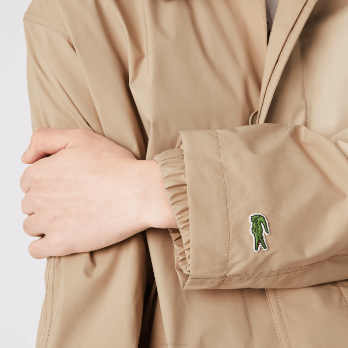 Lacoste Long Light Water-Resistant Buttoned Parka 646T1286 Beige C5U Men