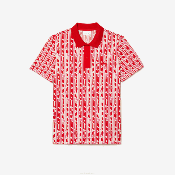 Lacoste Active Movement Two-Tone Printed Polo 646T3 Pink Red 9HY Men