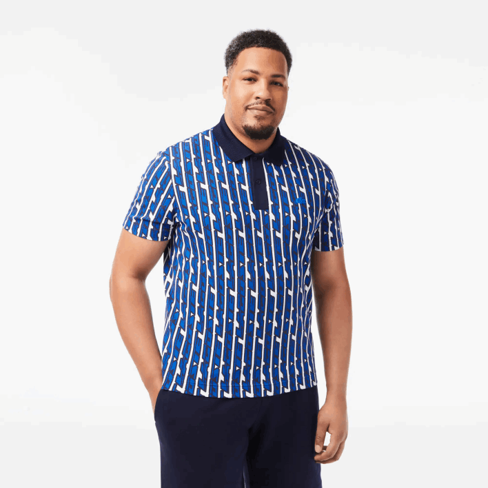 Lacoste Active Movement Two-Tone Printed Polo 646T4 White Blue ANY Men