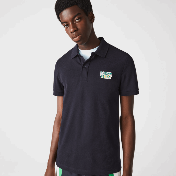 Lacoste Badge Cotton Pique Regular Fit Polo 646T912 Navy Blue HDE Men