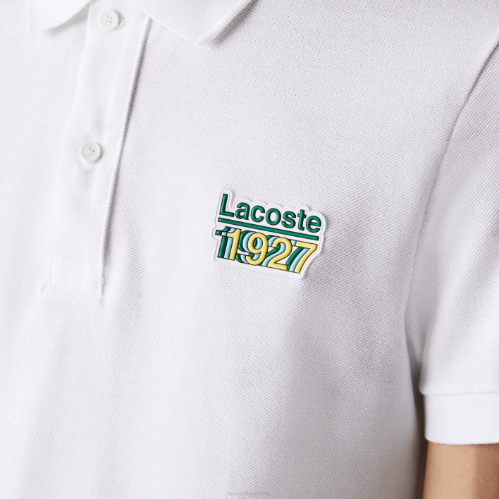 Lacoste Badge Cotton Pique Regular Fit Polo 646T913 White 001 Men