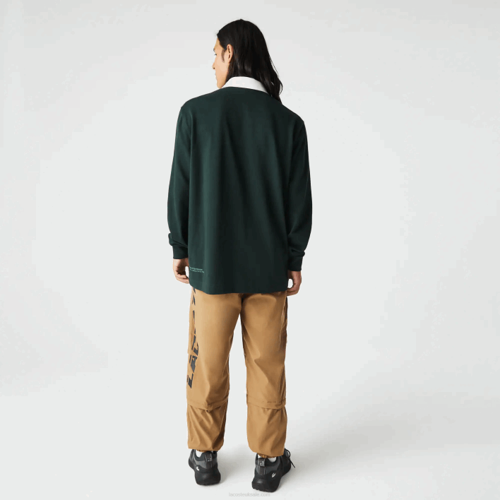 Lacoste Branded Loose Fit Rugby Polo 646T1687 Green YZP Men