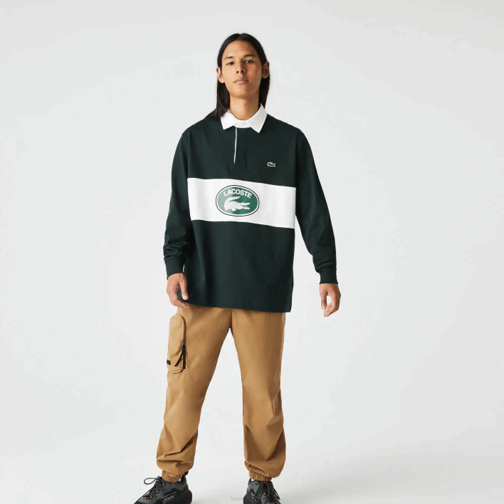 Lacoste Branded Loose Fit Rugby Polo 646T1687 Green YZP Men
