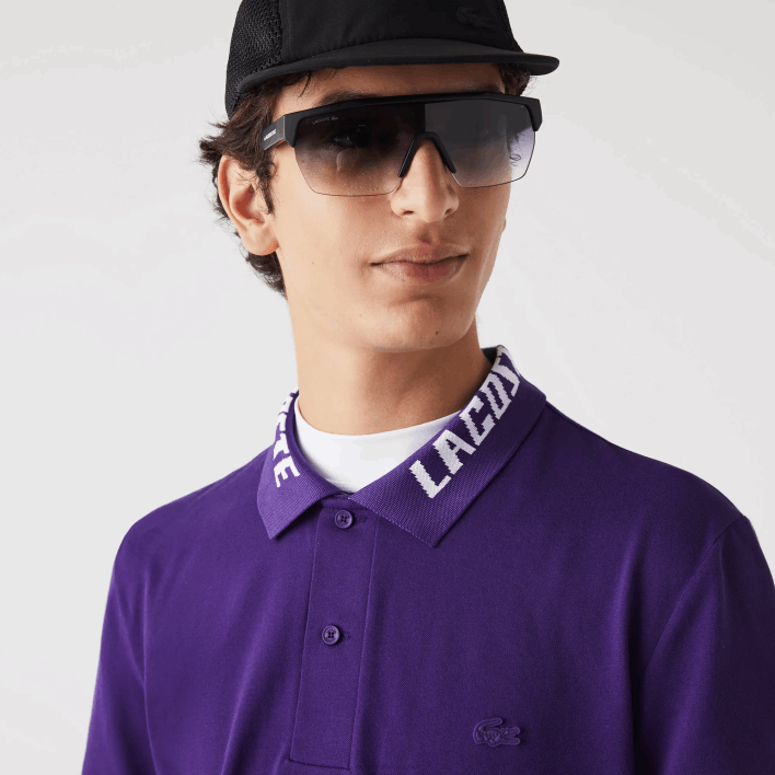 Lacoste Branded Slim Fit Stretch Pique Polo 646T776 Purple PFN Men
