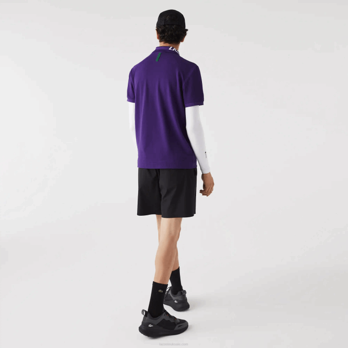 Lacoste Branded Slim Fit Stretch Pique Polo 646T776 Purple PFN Men
