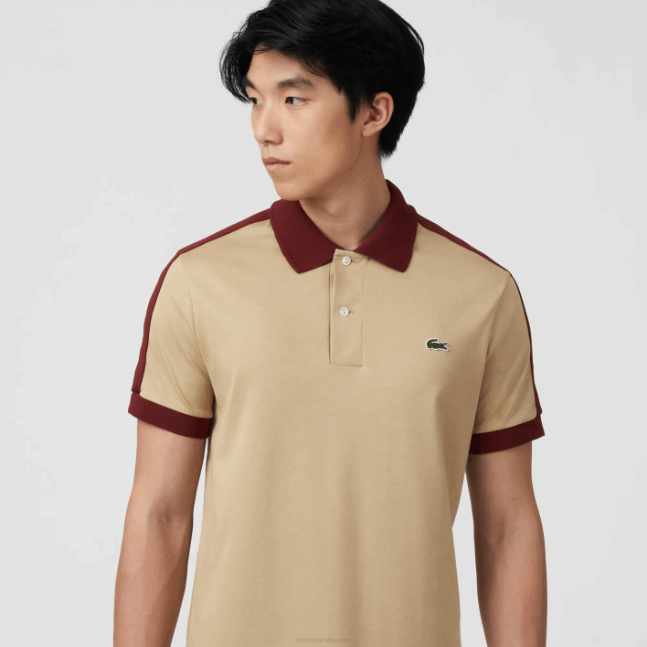 Lacoste Classic Fit Contrast Collar Polo 646T580 Beige 02S Men