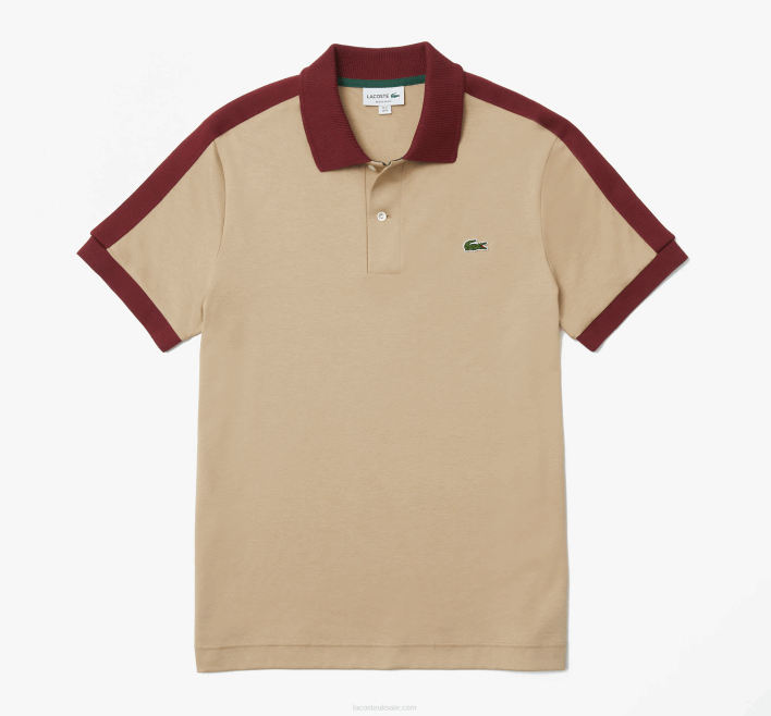 Lacoste Classic Fit Contrast Collar Polo 646T580 Beige 02S Men