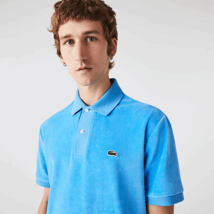 Lacoste Classic Fit Cotton Velvet Polo 646T738 Blue 4XA Men