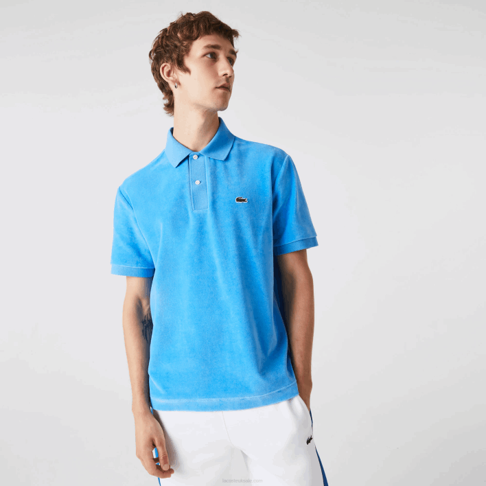 Lacoste Classic Fit Cotton Velvet Polo 646T738 Blue 4XA Men