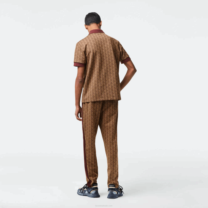 Lacoste Classic Fit Monogram Print Polo 646T71 Beige Bordeaux MKJ Men