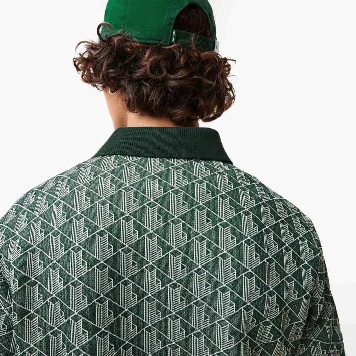 Lacoste Classic Fit Monogram Print Polo 646T72 Green Beige 7M4 Men
