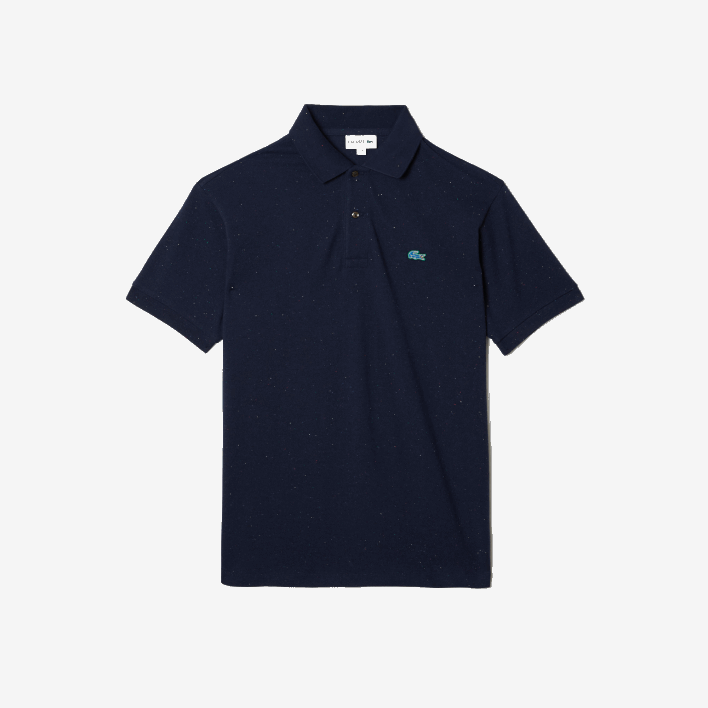 Lacoste Classic Fit Speckled Print Cotton Pique Polo 646T591 Navy Blue 7CG Men