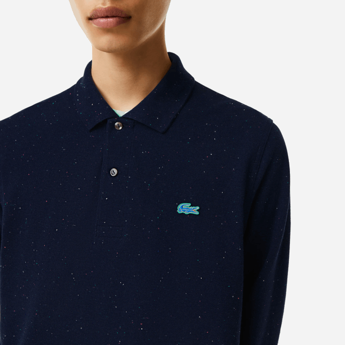Lacoste Classic Fit Speckled Print Polo 646T704 Navy Blue 7CG Men