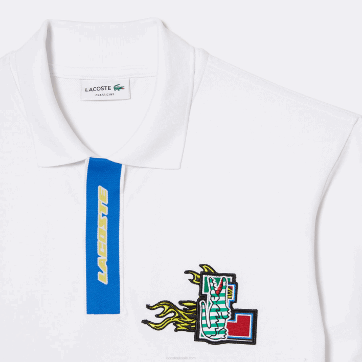 Lacoste Contrast Placket And Crocodile Badge Polo 646T635 White 001 Men