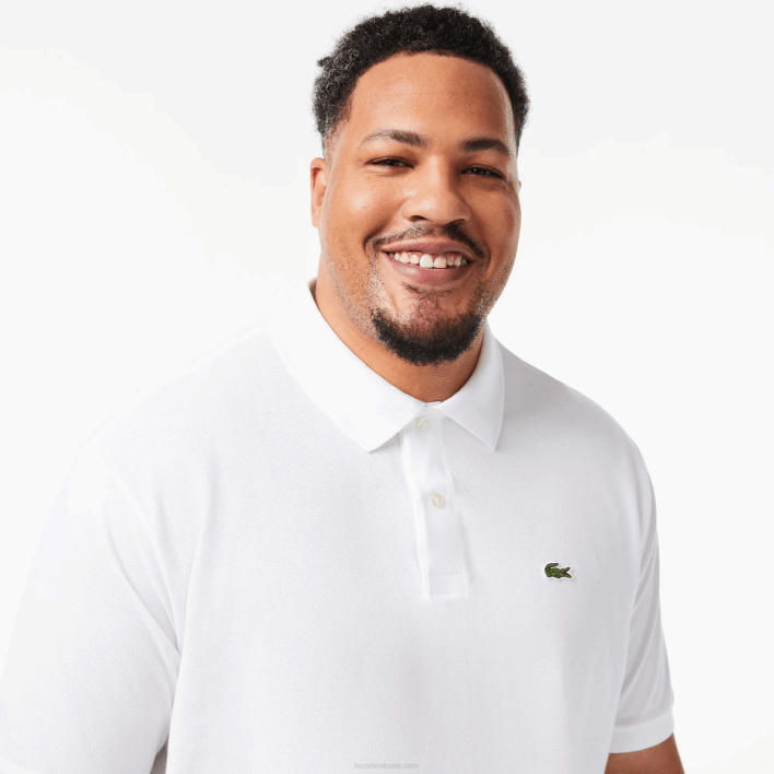 Lacoste Cotton Petit Pique Polo - Plus Size - Tall 646T187 White 001 Men