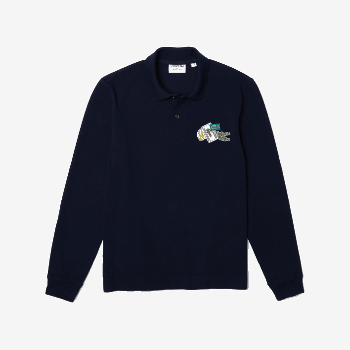 Lacoste Crocodile Comic Badge Polo 646T1261 Navy Blue 166 Men