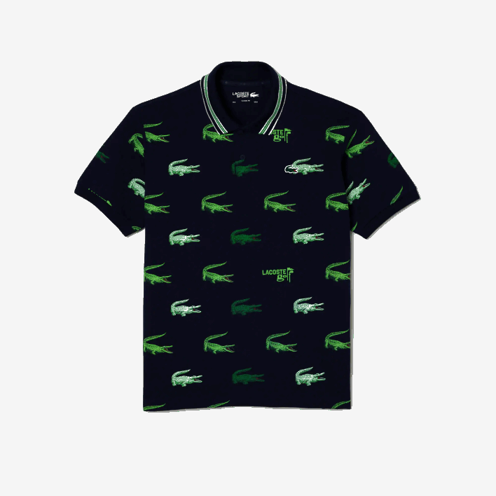 Lacoste Golf Crocodile Print Polo 646T203 Navy Blue White Green XIF Men