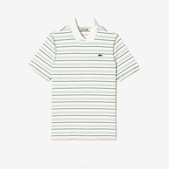 Lacoste Golf Recycled Polyester Stripe Polo 646T114 White Beige Navy Blue Green XIQ Men
