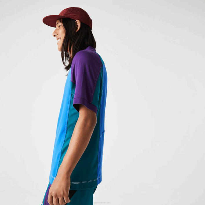 Lacoste Heritage Regular Fit Stretch Mini-Pique Polo 646T693 Blue Green Purple 7W6 Men