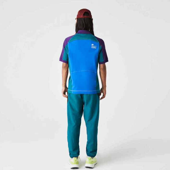 Lacoste Heritage Regular Fit Stretch Mini-Pique Polo 646T693 Blue Green Purple 7W6 Men