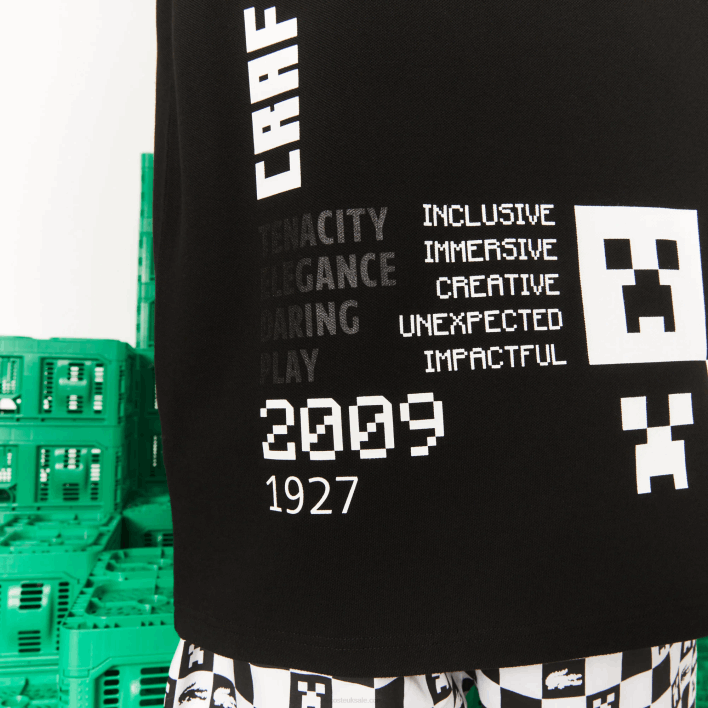 Lacoste LIVE x Minecraft Loose Fit Organic Cotton Polo 646T938 Black 031 Men