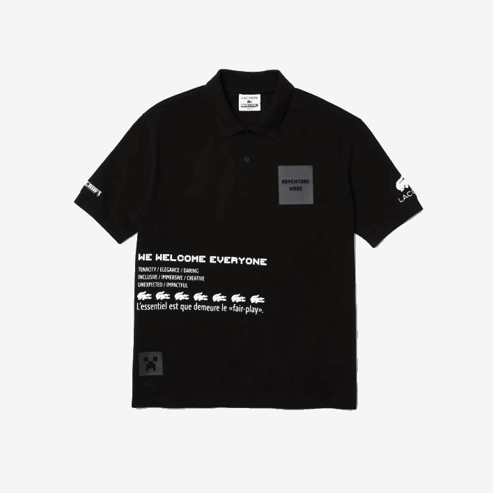 Lacoste LIVE x Minecraft Loose Fit Organic Cotton Polo 646T938 Black 031 Men