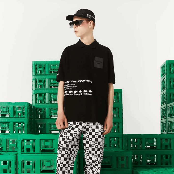 Lacoste LIVE x Minecraft Loose Fit Organic Cotton Polo 646T938 Black 031 Men