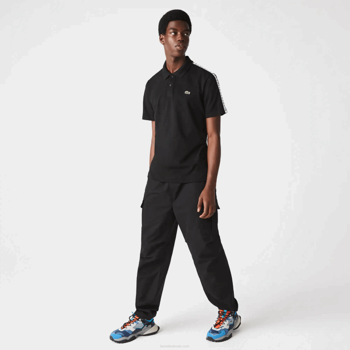 Lacoste Lettered Band Ultra-Lightweight Cotton Polo 646T816 Black 031 Men