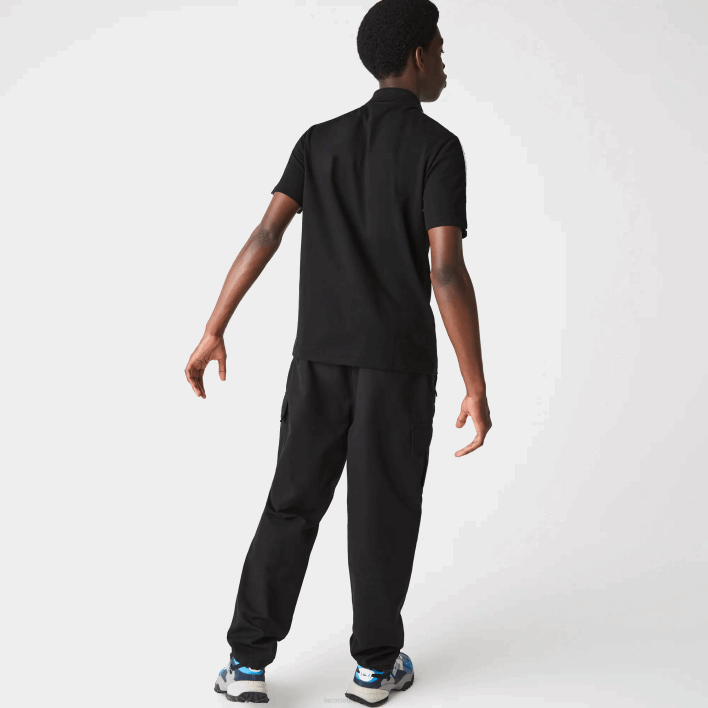 Lacoste Lettered Band Ultra-Lightweight Cotton Polo 646T816 Black 031 Men