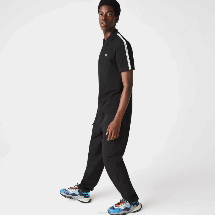Lacoste Lettered Band Ultra-Lightweight Cotton Polo 646T816 Black 031 Men