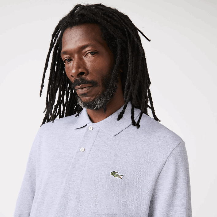 Lacoste Original L.12.12 Long Sleeve Heathered Polo 646T787 Grey Chine CCA Men