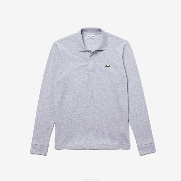 Lacoste Original L.12.12 Long Sleeve Heathered Polo 646T787 Grey Chine CCA Men