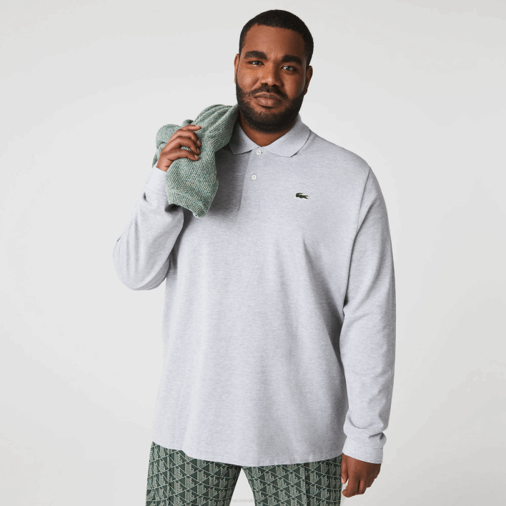 Lacoste Original L.12.12 Long Sleeve Heathered Polo 646T787 Grey Chine CCA Men