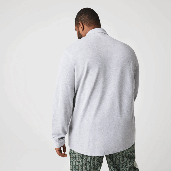 Lacoste Original L.12.12 Long Sleeve Heathered Polo 646T787 Grey Chine CCA Men
