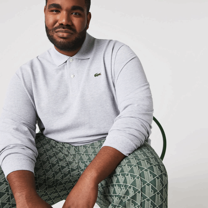 Lacoste Original L.12.12 Long Sleeve Heathered Polo 646T787 Grey Chine CCA Men