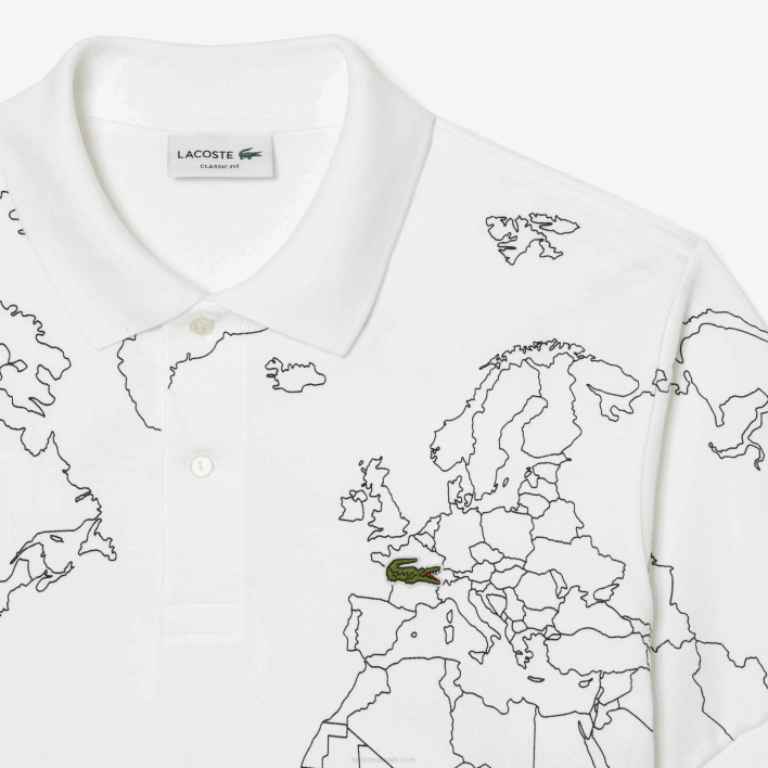 Lacoste Original L.12.12 Printed Organic Cotton Polo 646T32 White 001 Men