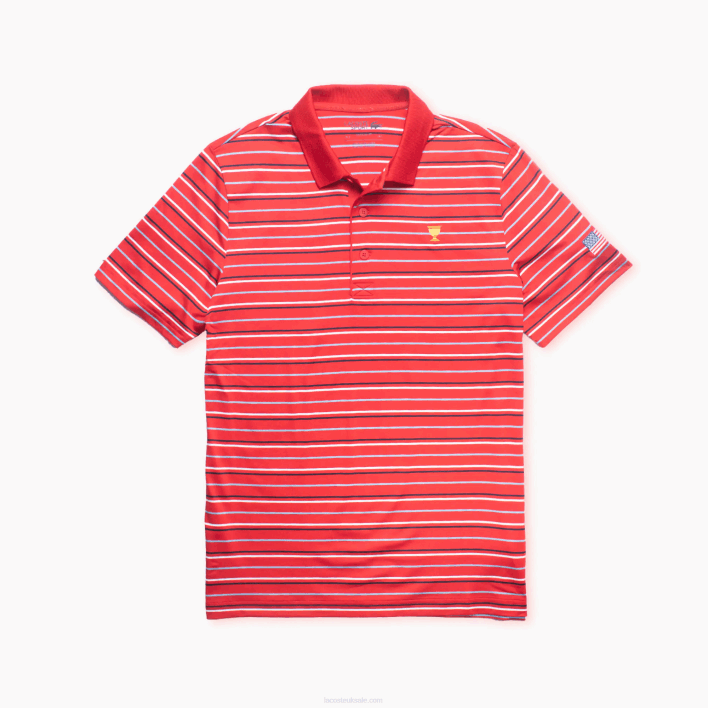Lacoste Presidents Cup SPORT Striped Polo 646T1228 Red Navy Blue White T73 Men