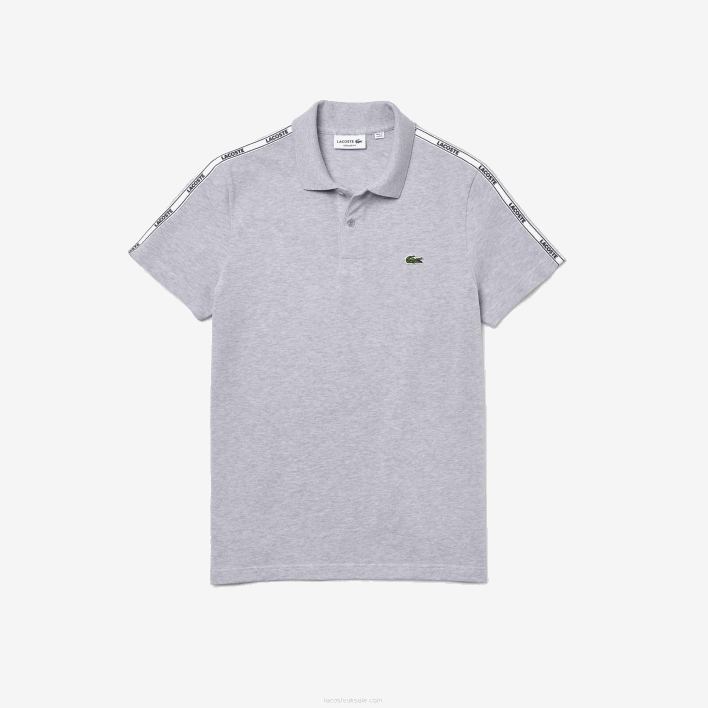 Lacoste Regular Fit Branded Bands Stretch Cotton Polo 646T923 Grey Chine CCA Men