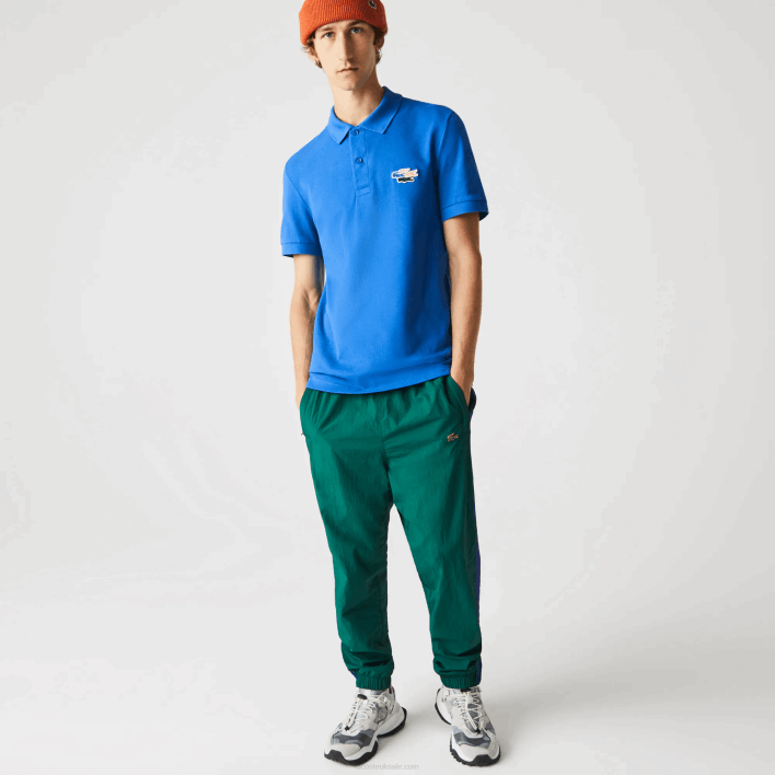Lacoste Regular Fit Crocodiles Organic Cotton Polo Shirt 646T844 Blue QPT Men