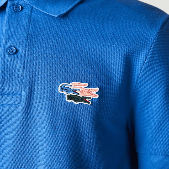Lacoste Regular Fit Crocodiles Organic Cotton Polo Shirt 646T844 Blue QPT Men