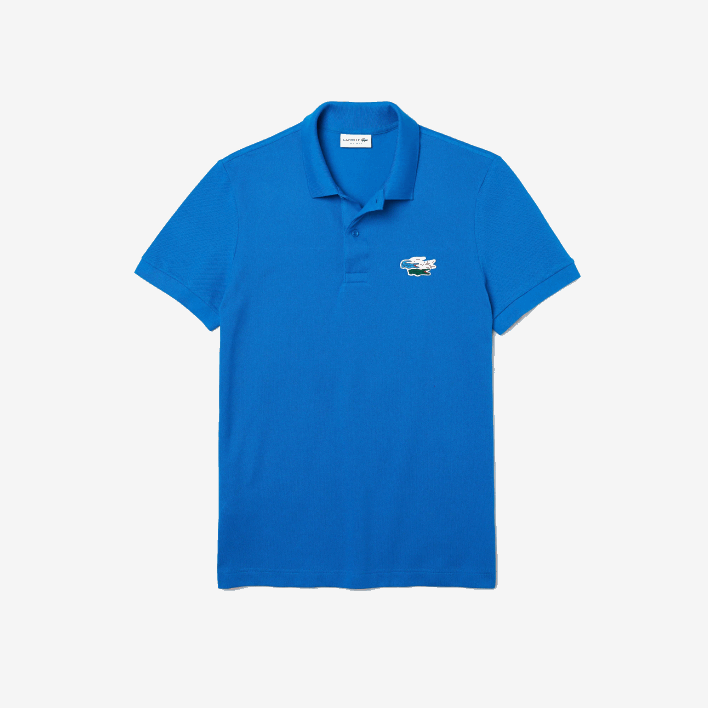 Lacoste Regular Fit Crocodiles Organic Cotton Polo Shirt 646T844 Blue QPT Men